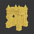 Yellow Noble Lod Archway Model With Arched Door Spire Decorations And Serpent Carvings