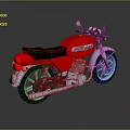 Red Motorcycle with Black Seat and Shiny Chrome Accents on Reflective Dark Background
