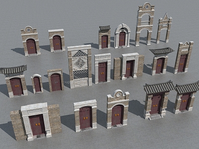 Traditional Chinese Style Gate Chinese Style Gate Homestay Gate Large Dwellings 3d model