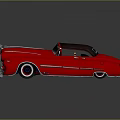 Red Vintage Convertible Car With Black Soft Top And Silver Accents