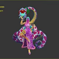 Colorful Skeleton Character With Purple Outfit And Pink White Patterned Snake Body