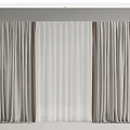 Double Layer Beige Curtains With Sheer Middle Panel And Soft Fabric Design 3d model