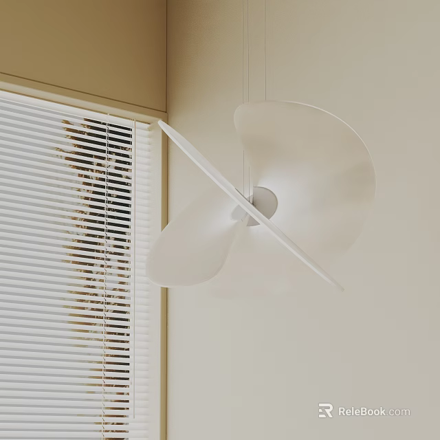 Modern White Chandelier With Minimalist Design In Room With Window Blinds 3d model 