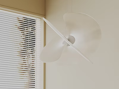 Modern White Chandelier With Minimalist Design In Room With Window Blinds 3d model