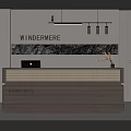 Modern WINDERMERE Reception Desk With Decorative Wall And Laptop 3d model