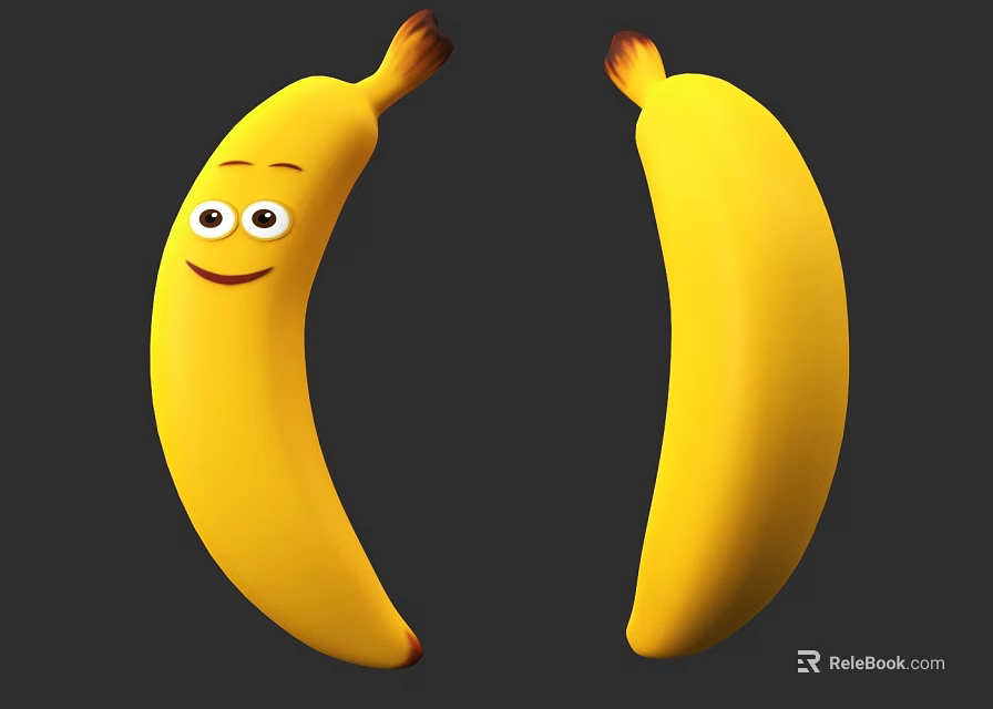 Two 3D Banana Game Movie Characters One With Smiling Face Look 3d model 