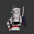 Gundam Mechanical Bust Figure Featuring White Red Armor Yellow Antennas And Green Eyes