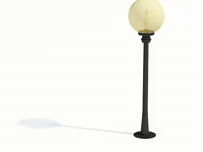 Modern Outdoor Light With Black Pole And Round White Lampshade Design 3d model
