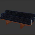 Multi person Modern Sofa With Dark Upholstery And Orange Red Wooden Frame