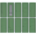 Green Hinged Doors with Various Modern Designs for Home Interior Use 3d model