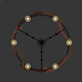 Antler Chandelier With Circular Design And Candle Shaped Lights Hanging By Metal Chains