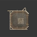 Medieval Half Timbered Building Interior With Wooden Truss Roof Large Windows And Carpets