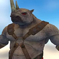 Rhino Game Movie Character With Spiked Armor Straps And Wrist Guards