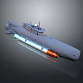 Modern Gray Military Submarine Featuring Missile And Blue Light Structure