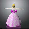 Princess In Sparkly Pink Dress With Blonde Hair Bow And Arms Outstretched