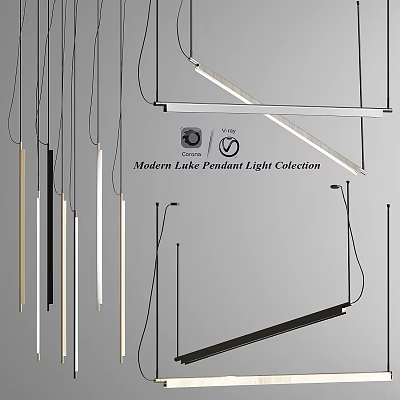Modern Lake Pendant Light Collection Featuring Sleek Linear Designs And Contemporary Styles 3d model
