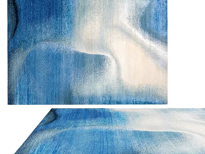 Square Carpet With Blue And White Abstract Watercolor Pattern For Modern Home Decor 3d model