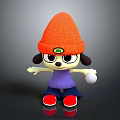 Cartoon Style Plush Doll With Orange Beanie Purple Shirt Blue Pants Red Shoes White Ball