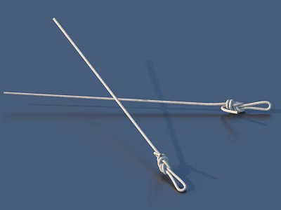 White Nylon Ropes For Home Use With Crossed Shape And End Knots Design 3d model