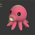 Cute Pink Octopus Toy With Black Eyes Open Mouth And Eight Legs