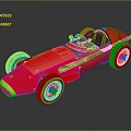 Red Vintage Racing Car with Open Cockpit Yellow Front and Sleek Design Large Wheels