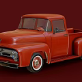 Vintage Red Pickup Truck With Classic Styling Shiny Finish And Retro Appeal