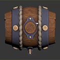 Decorative Wooden Hammer With Barrel Shaped Head Metal Accents And Rope Details