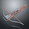 Classic Crossbow Weapon Featuring Wooden Grip Metal Frame And Decorative Bowstring