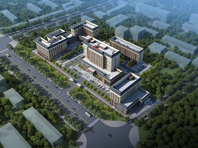 New Chinese Hospital Building Hospital 3d model