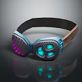 Modern Illuminated Jewelry With Turquoise Pink Lights And Black Perforated Strap