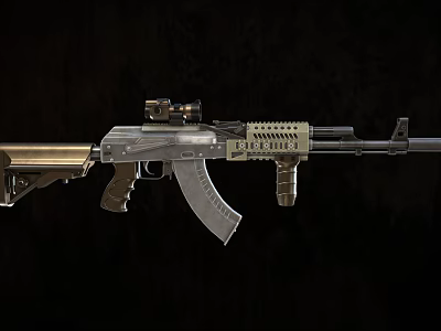 Tactical Assault Rifle With Scope Magazine And Tactical Metallic Accessories 3d model