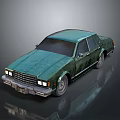 Green Vintage Sedan With Weathered Exterior And Classic Design Features