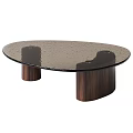 Contemporary Sofa and Coffee Table Set Featuring Glass Top and Wooden Base for Living Room