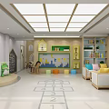 Colorful Kindergarten Interior With Play Area Books Floor Numbers And Learning Toys