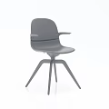 Stylish Modern Gray Lounge Chair Featuring Armrests And Three Legged Base
