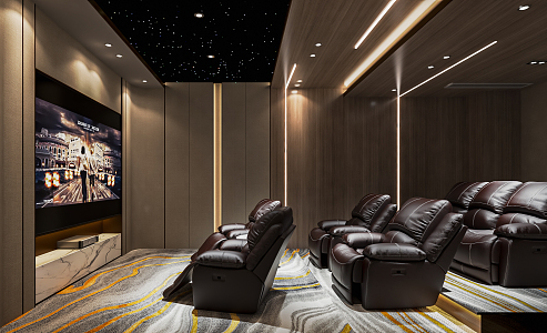 Modern Video Room Audiovisual Room Projector Room Cinema Private Cinema Massage Chair Single Sofa 3d model