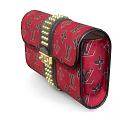 Luxury Red LV Handbag With Black Pattern Gold Studs And Lock Design 3d model