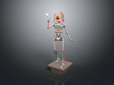 Intelligent Machine 3D Model With Mechanical Structure Colorful Details And Articulated Joints 3d model