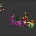Red Motorcycle With Black Seat Yellow Accents Extended Rear Parts And Chrome Design