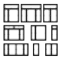 Various Window Designs With Black Frames And Different Architectural Styles 3d model
