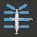 Space Station Model With Blue Solar Panels White Structure And Yellow Red Components 3d model