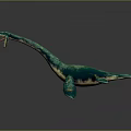 Green Blue Plesiosaur Marine Reptile With Long Neck Open Mouth