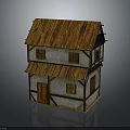 Traditional Two Story House Brown Wooden Roof White Wall Wooden Frame Windows And Door Design