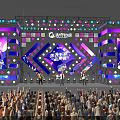 Vibrant Concert Stage With Colorful Lights LED Screens And Cheering Audience