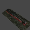 Vintage Black And Red Steam Train On Railway Track With Gravel Ground