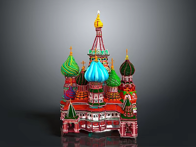 Colorful Russian Style Church Architecture With Multiple Onion Shaped Domes Golden Spires And Vibrant Exterior 3d model
