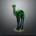 Green Spotted Long Neck Camel Like Animal Model on Beige Pedestal