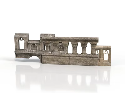 Historic Stone Architectural Structure Featuring Arches Columns And Decorative Windows Design 3d model