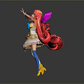 Magical Fairy Character With Red Hair Pink Wings And Sparkling Wand