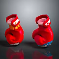 Kids Red Boxing Gloves With Cartoon Elements White Accents And Blue Details